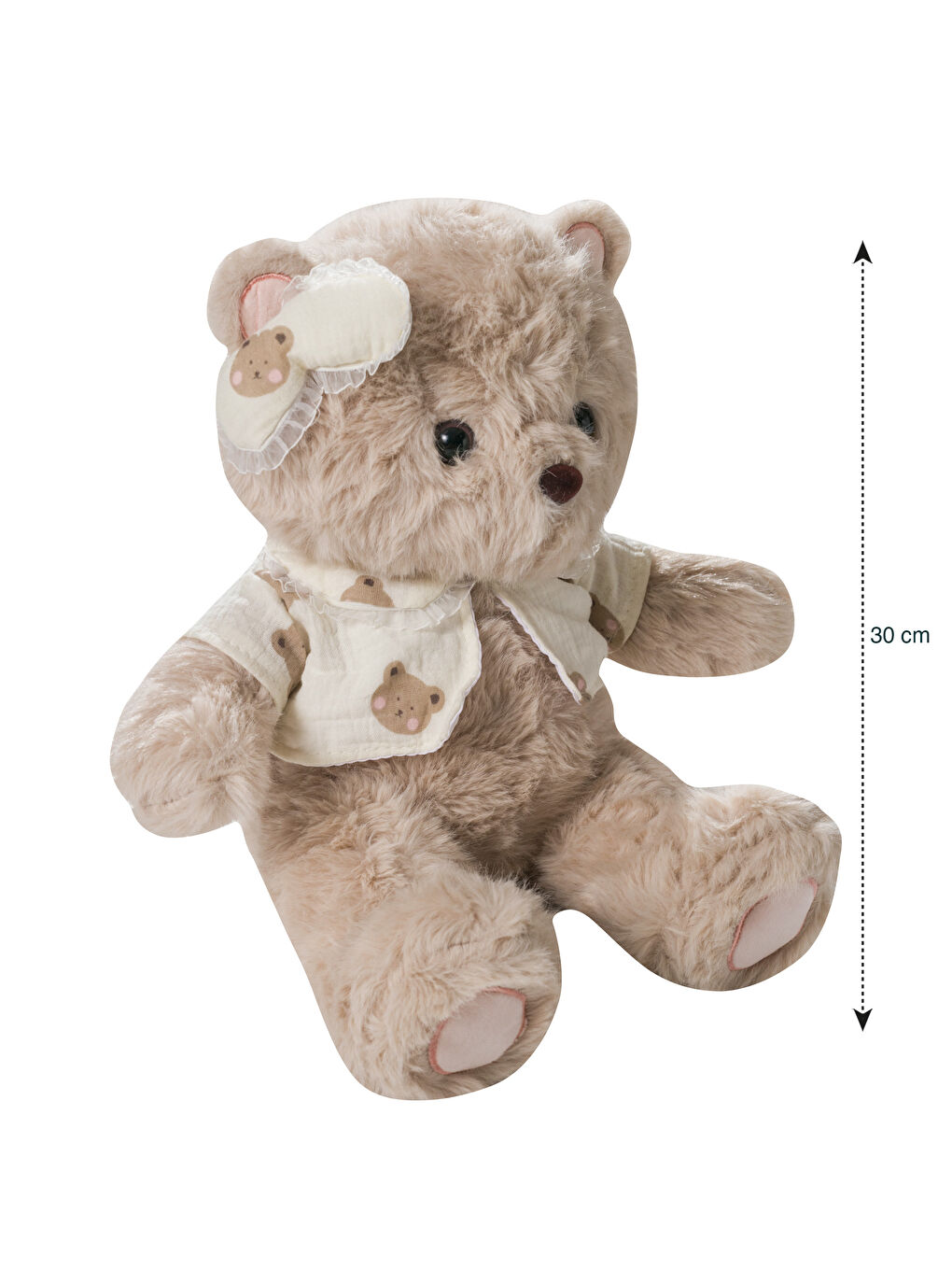 Ekru Pelüş Ayı Bebek Kırlent 30 cm-3