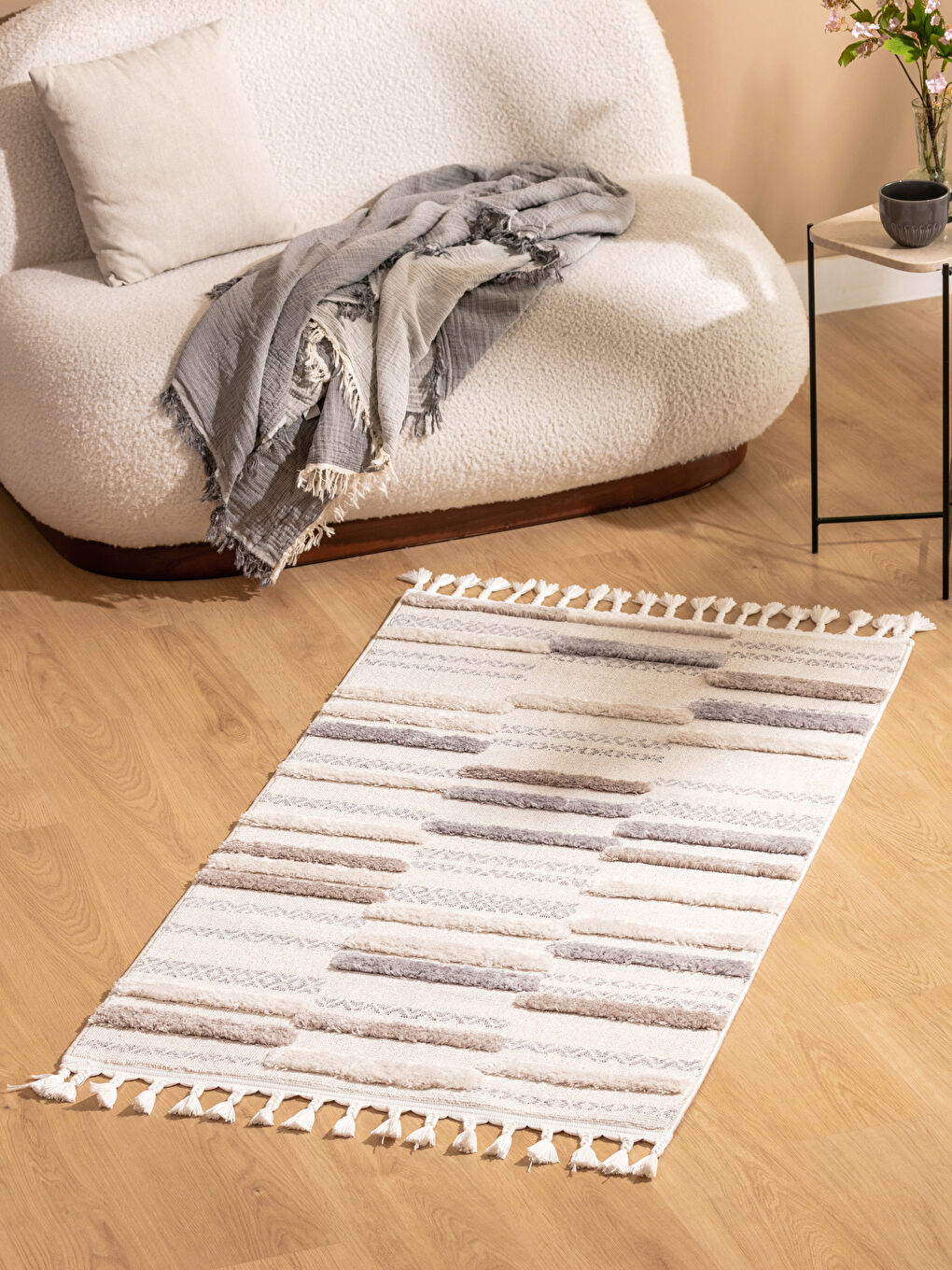 LCW HOME Patterned Fringed Carpet 80x150 cm -W5IA69Z8-M0T