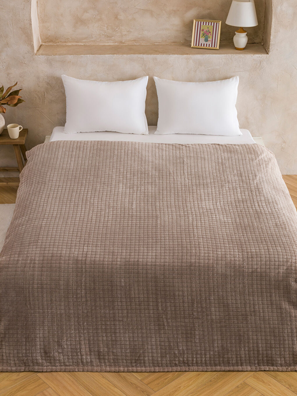 Kahverengi Çift Kişilik Pelüş Battaniye 200x220 cm-1