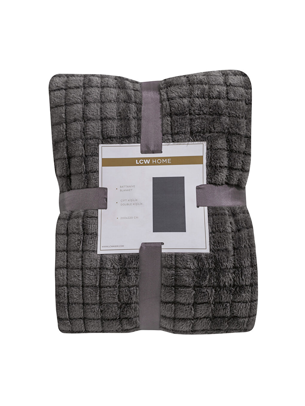 Antrasit Çift Kişilik Pelüş Battaniye 200x220 cm-4