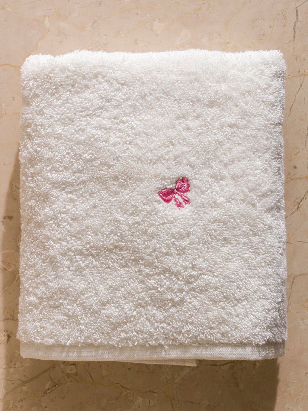Ekru Nakışlı Pamuklu Yüz Havlusu 50x80 cm-5