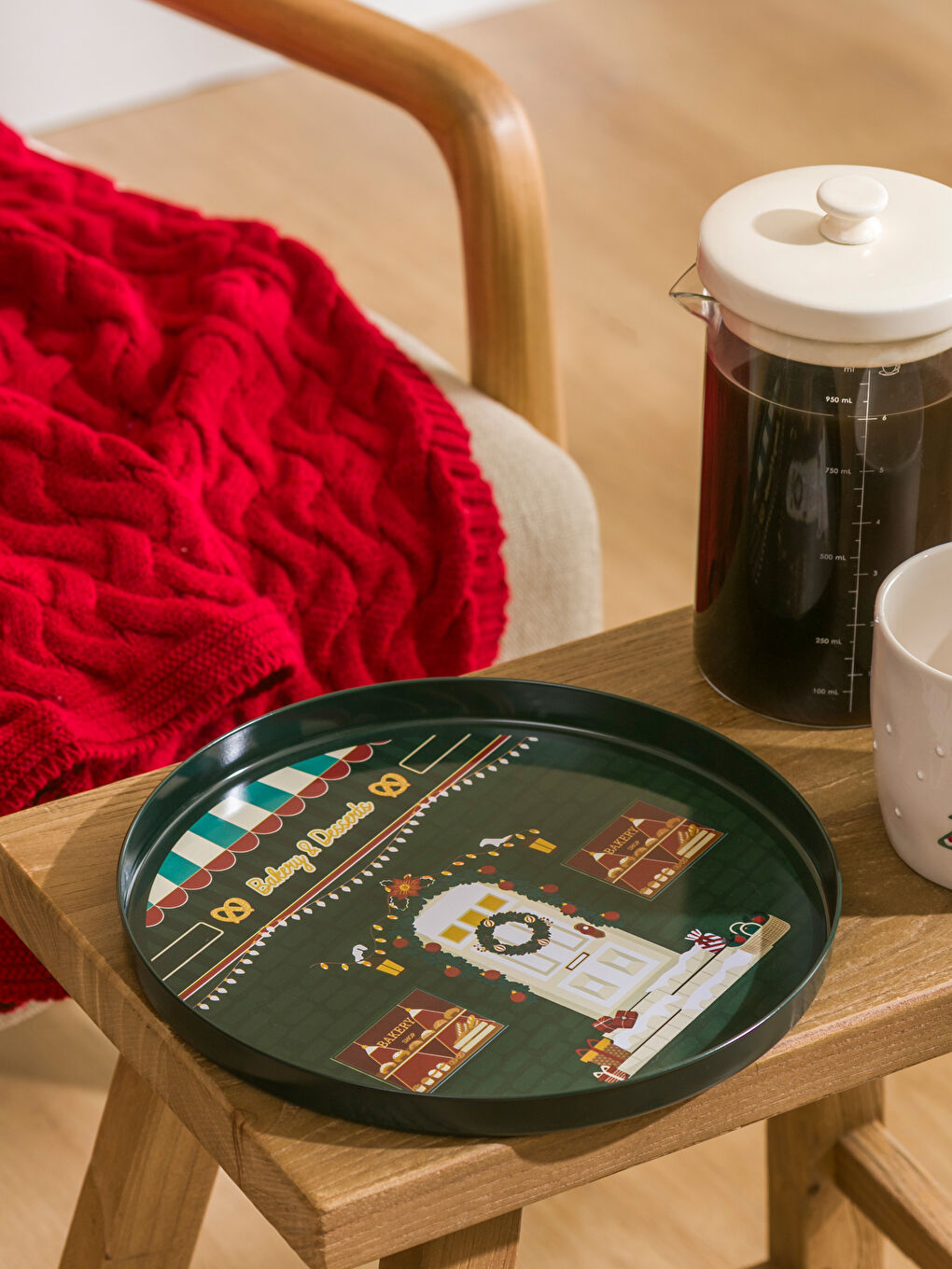 Christmas Themed Metal Tray 24 cm