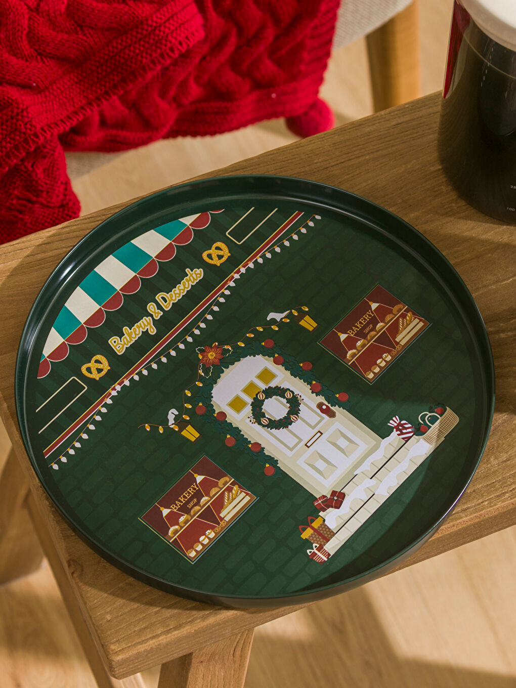 Christmas Themed Metal Tray 24 cm-1