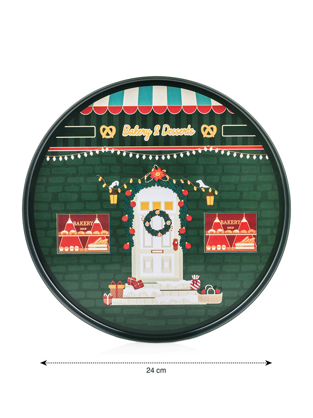 Christmas Themed Metal Tray 24 cm-3