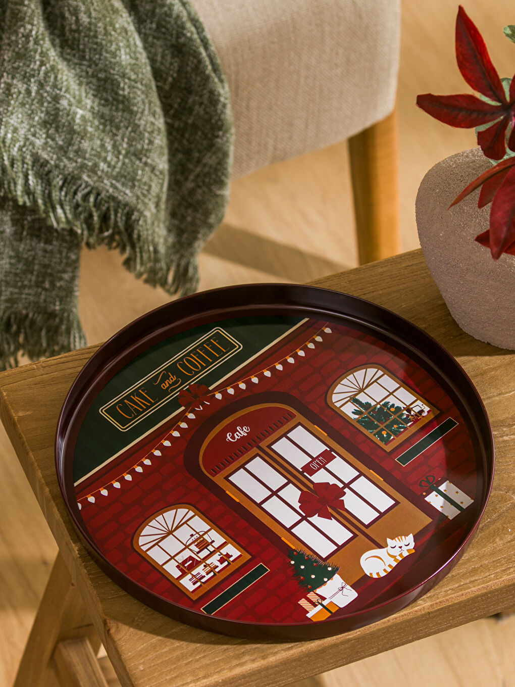 Christmas Themed Metal Tray 24 cm-1