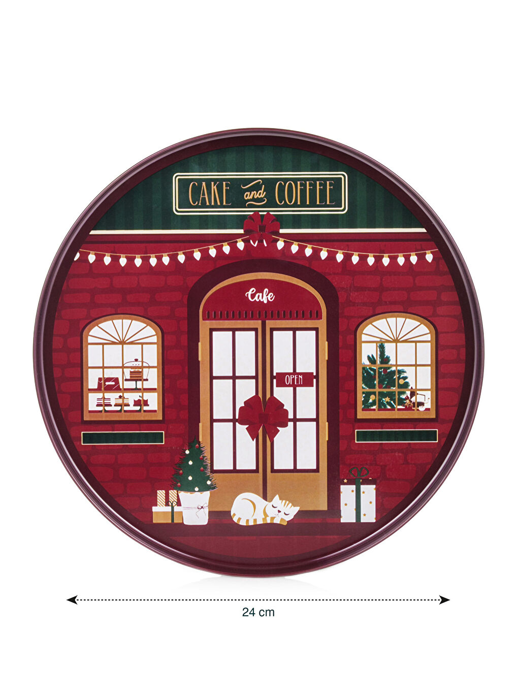 Christmas Themed Metal Tray 24 cm-3