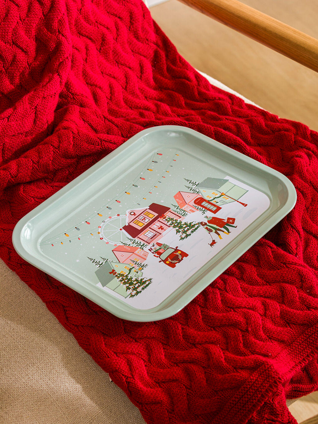 Christmas Themed Metal Tray 29 cm-1