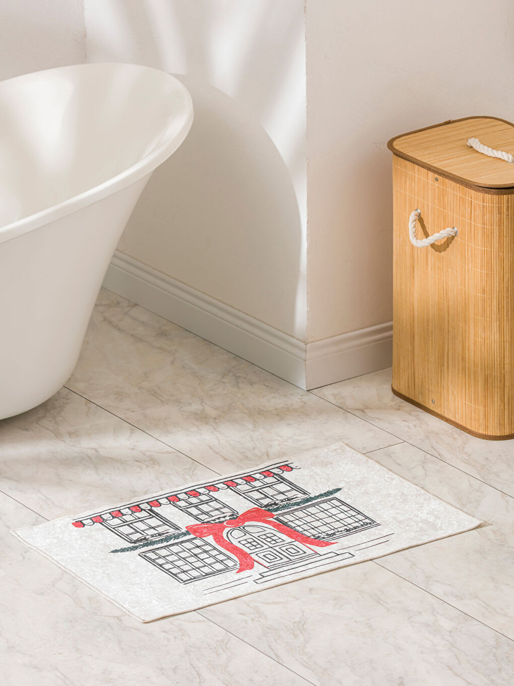 Karışık Ev Figürlü Banyo Paspası 50x80 cm