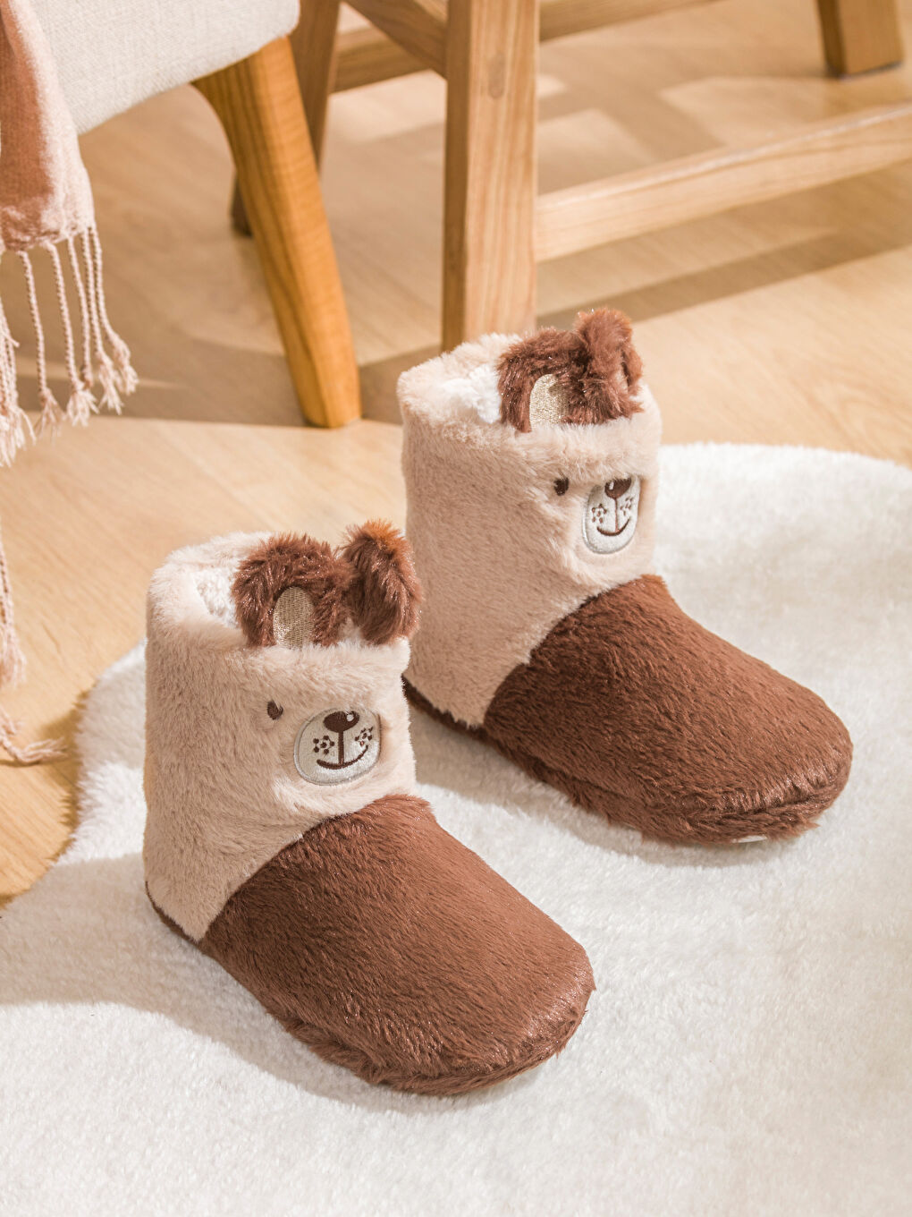 Bear Figure Plush Women's Home Slippers-1