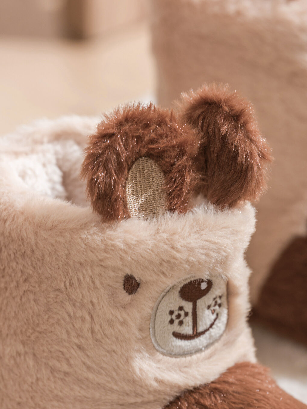 Bear Figure Plush Women's Home Slippers-2