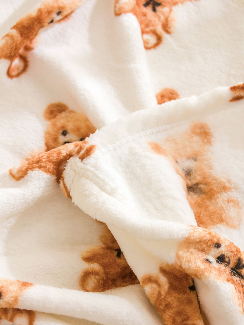 Karışık Ayı Teddy Baskılı Erkek Bebek Battaniyesi 90x110 cm-3