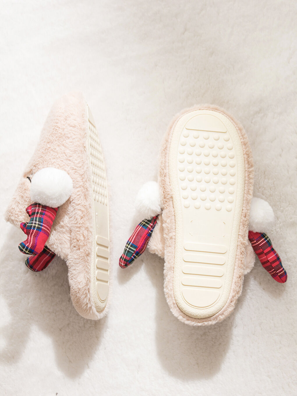 Bej Yılbaşı Temalı Kız Çocuk Ev Terliği-3