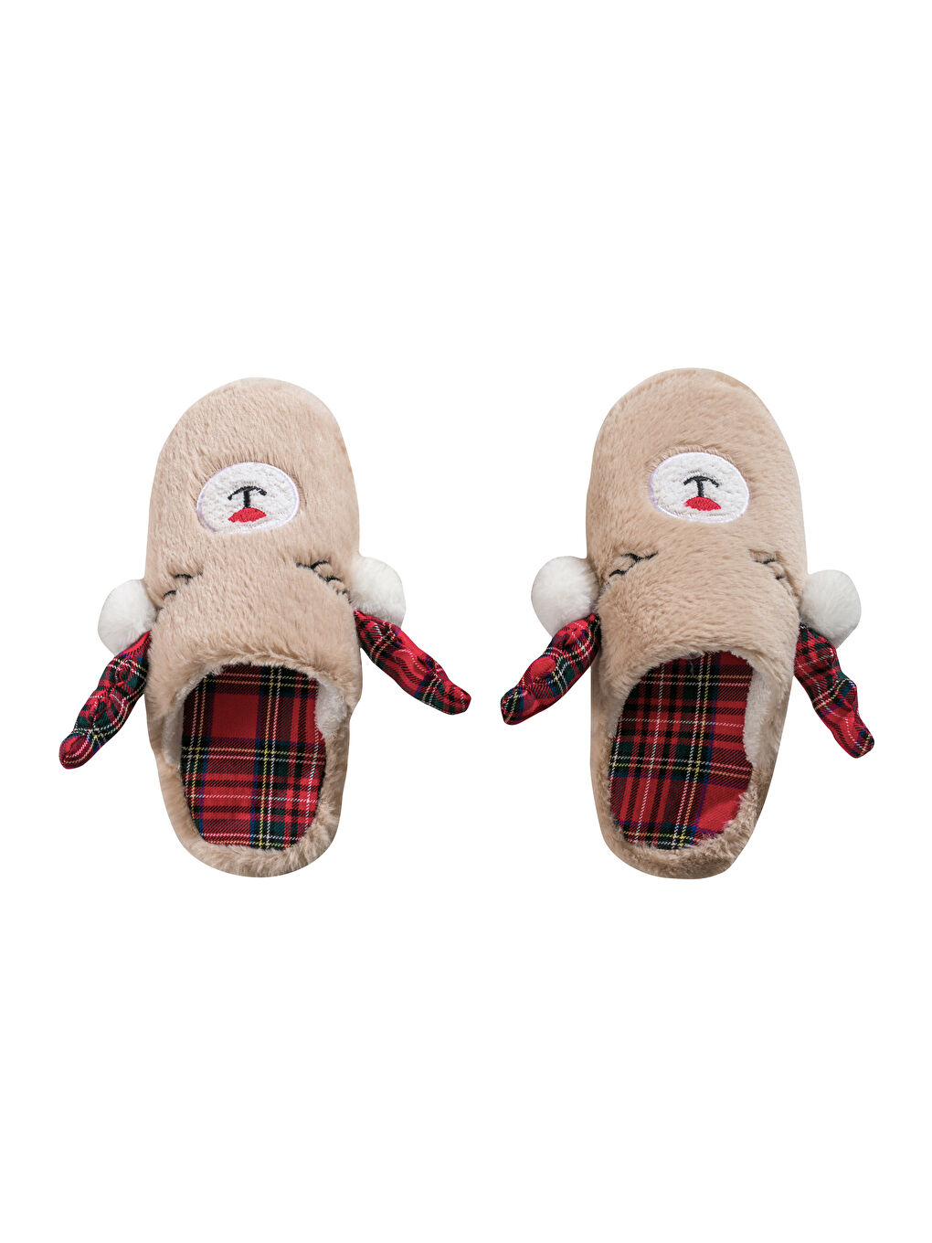 Bej Yılbaşı Temalı Kız Çocuk Ev Terliği-5