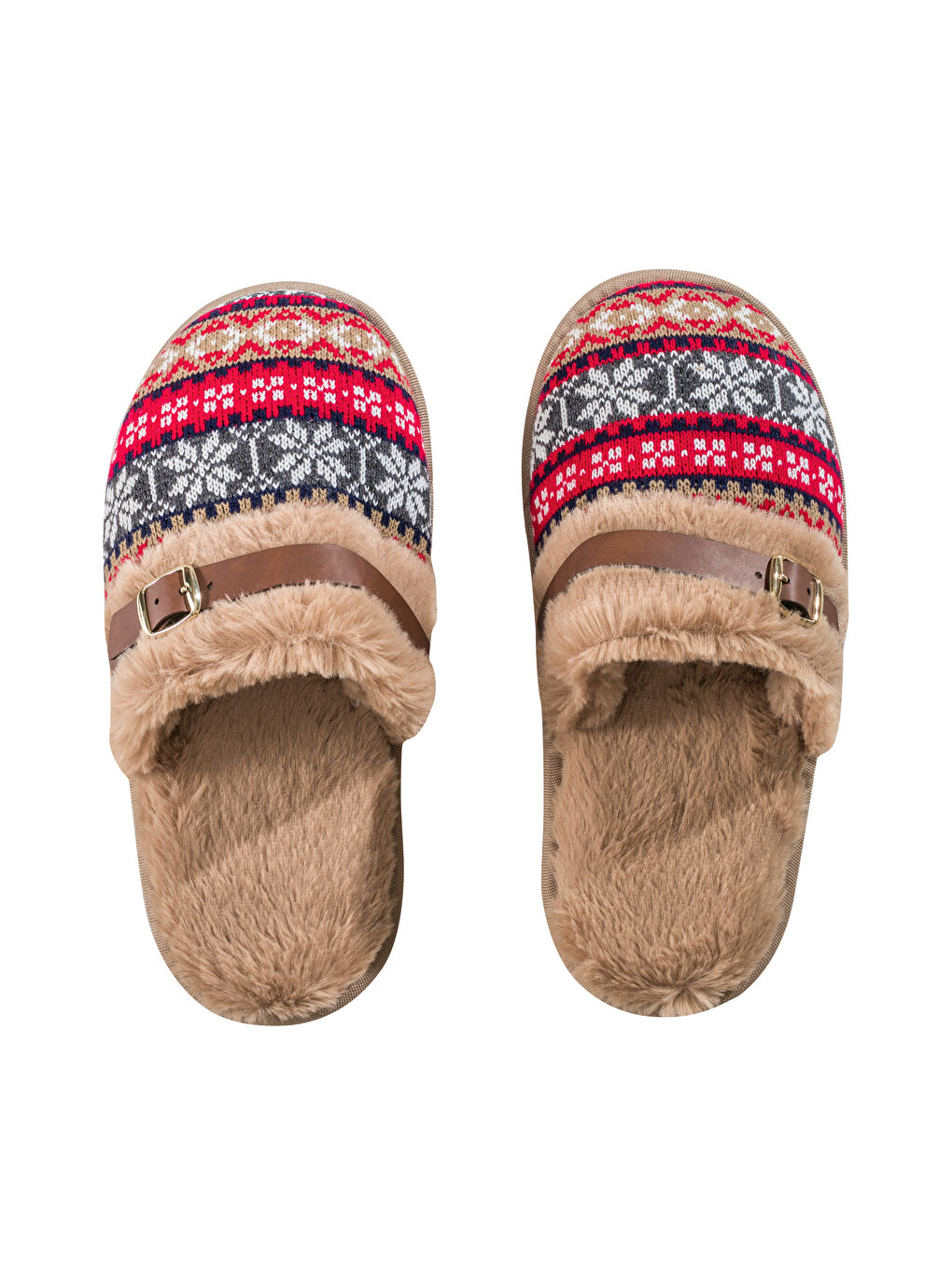 Karışık Kürklü Kadın Ev Terliği-5