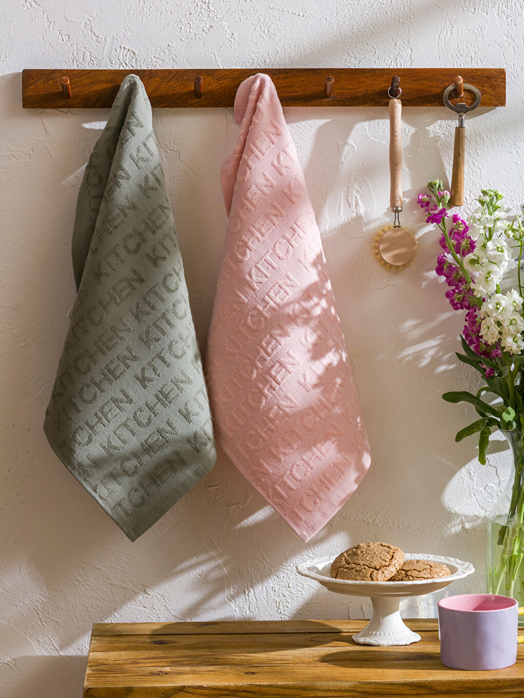 Yeşil Yazı Baskılı Kurulama Bezi 2'li  40x50 cm