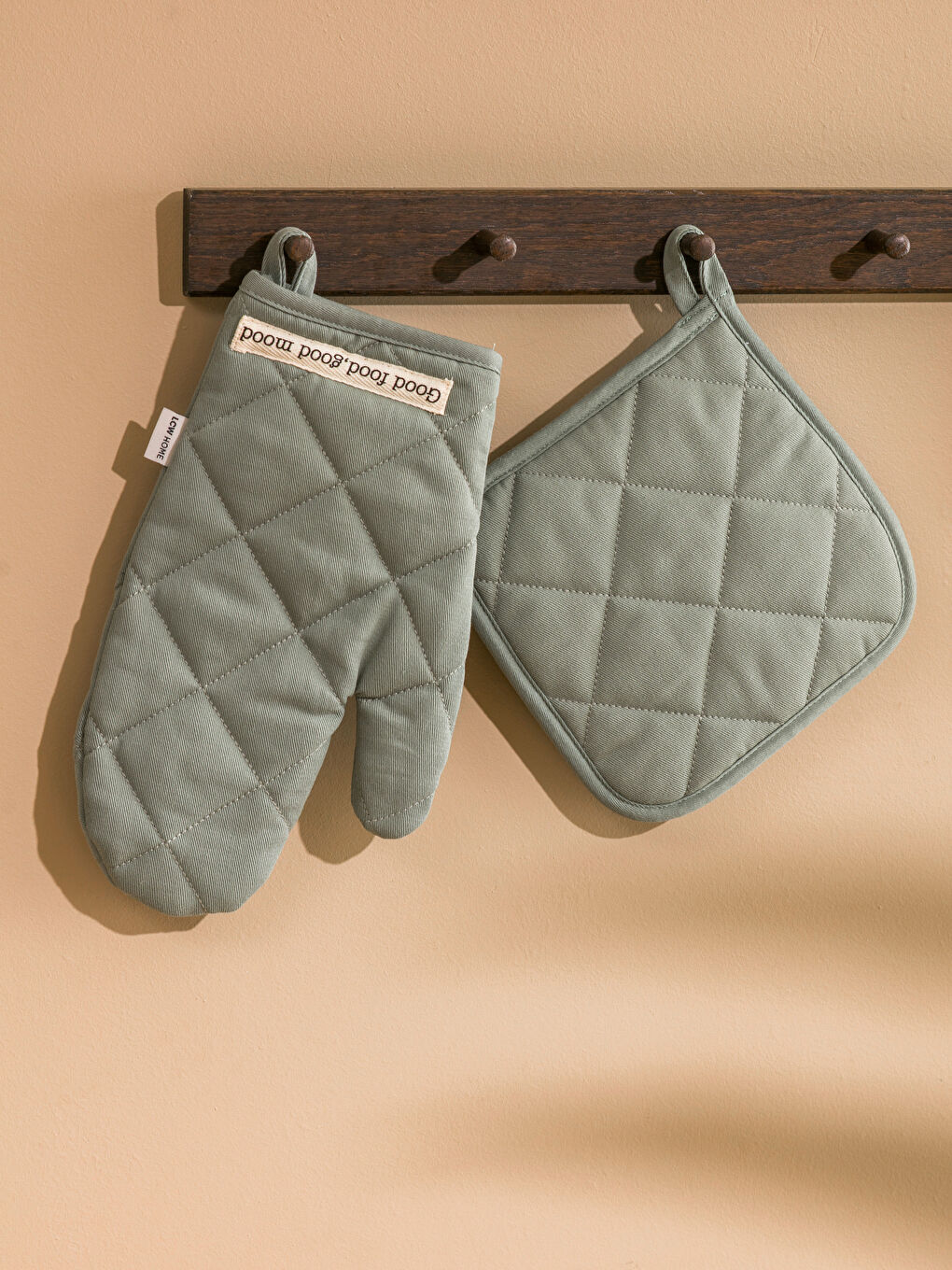 قفاز فرن بنقشة مبطنة وماسكة أواني-2