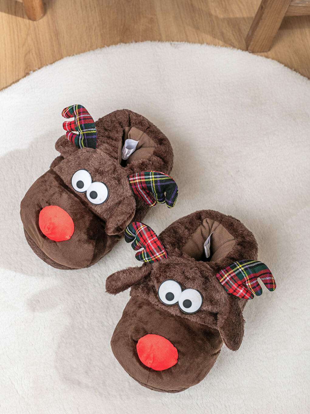 Hirschfigurierte Plüsch Hausschuhe für Damen-1