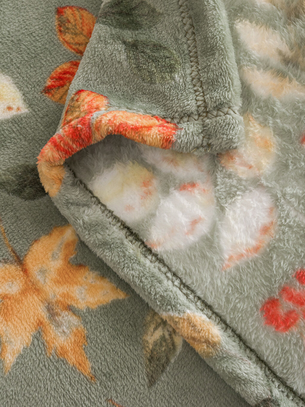 Yeşil Yaprak Desenli Tek Kişilik Battaniye-3