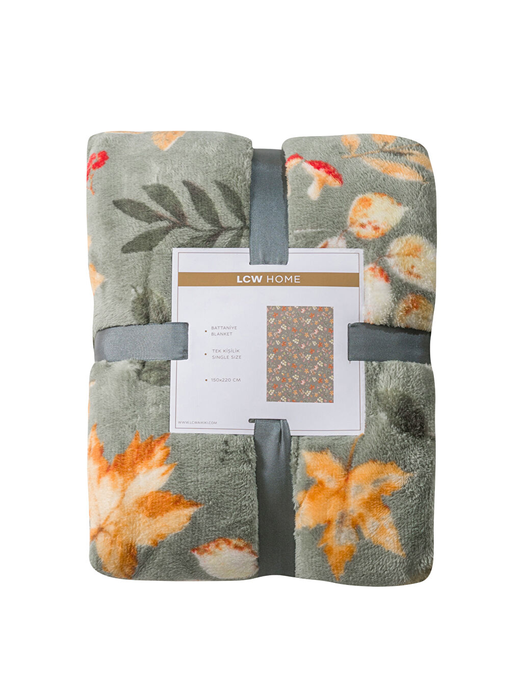 Yeşil Yaprak Desenli Tek Kişilik Battaniye-4