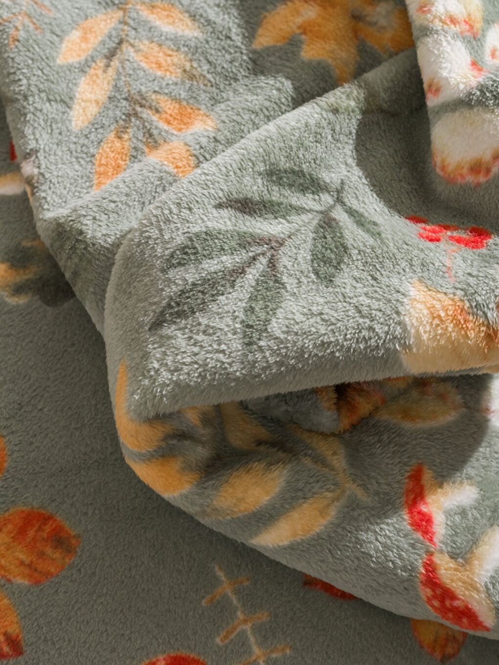 Двоспальний плед з листковим принтом 200x220 см-2