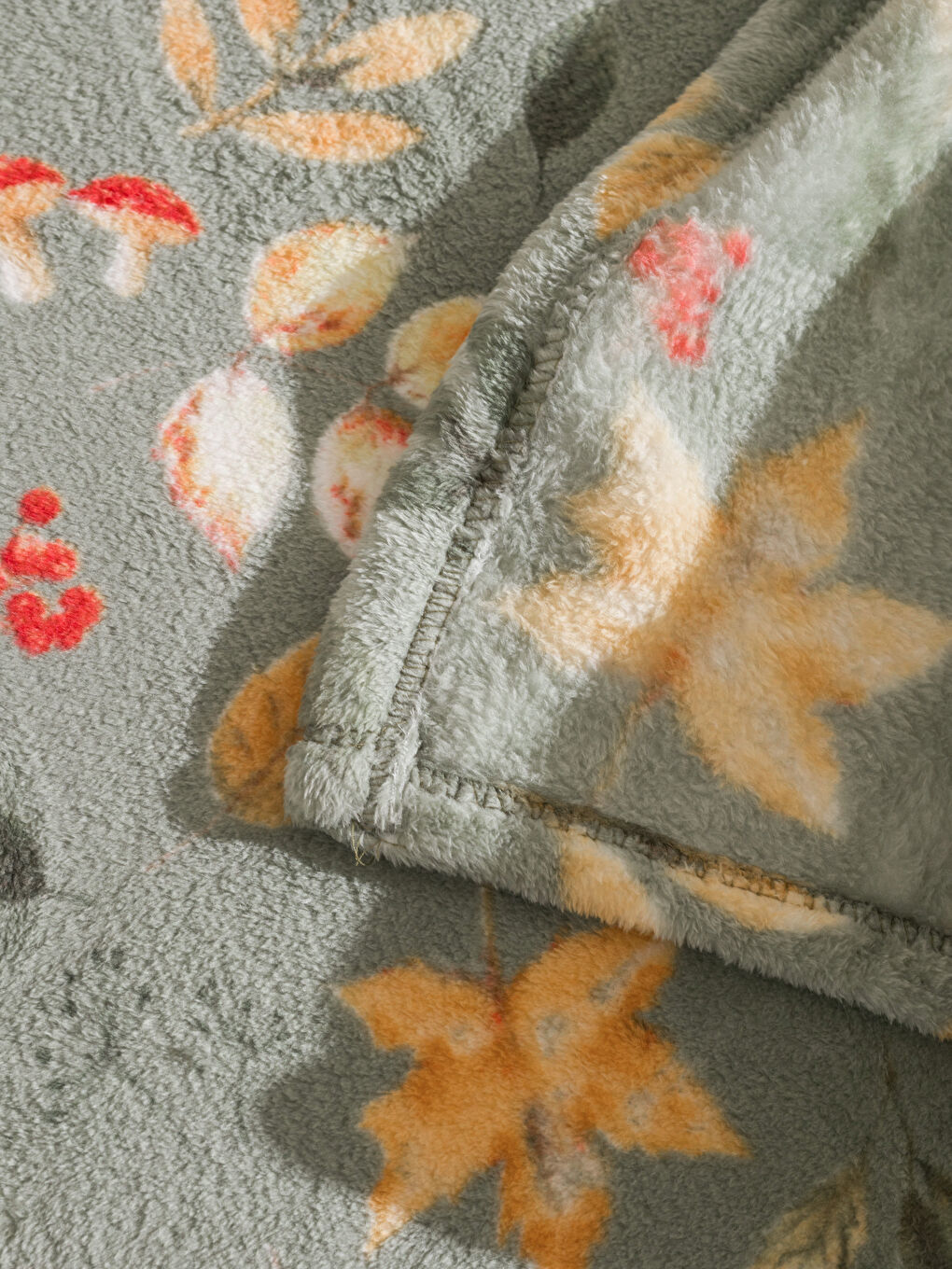 Двоспальний плед з листковим принтом 200x220 см-3