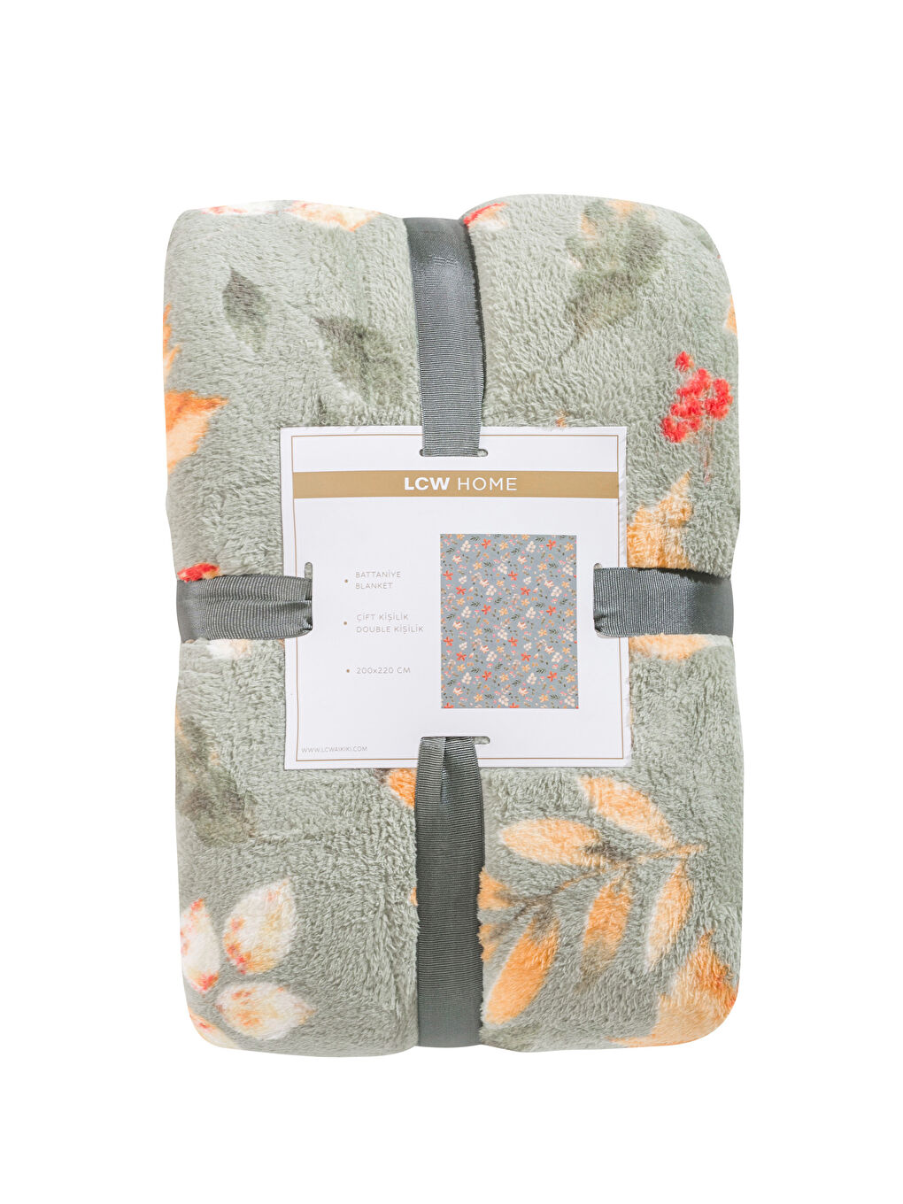 Двоспальний плед з листковим принтом 200x220 см-4