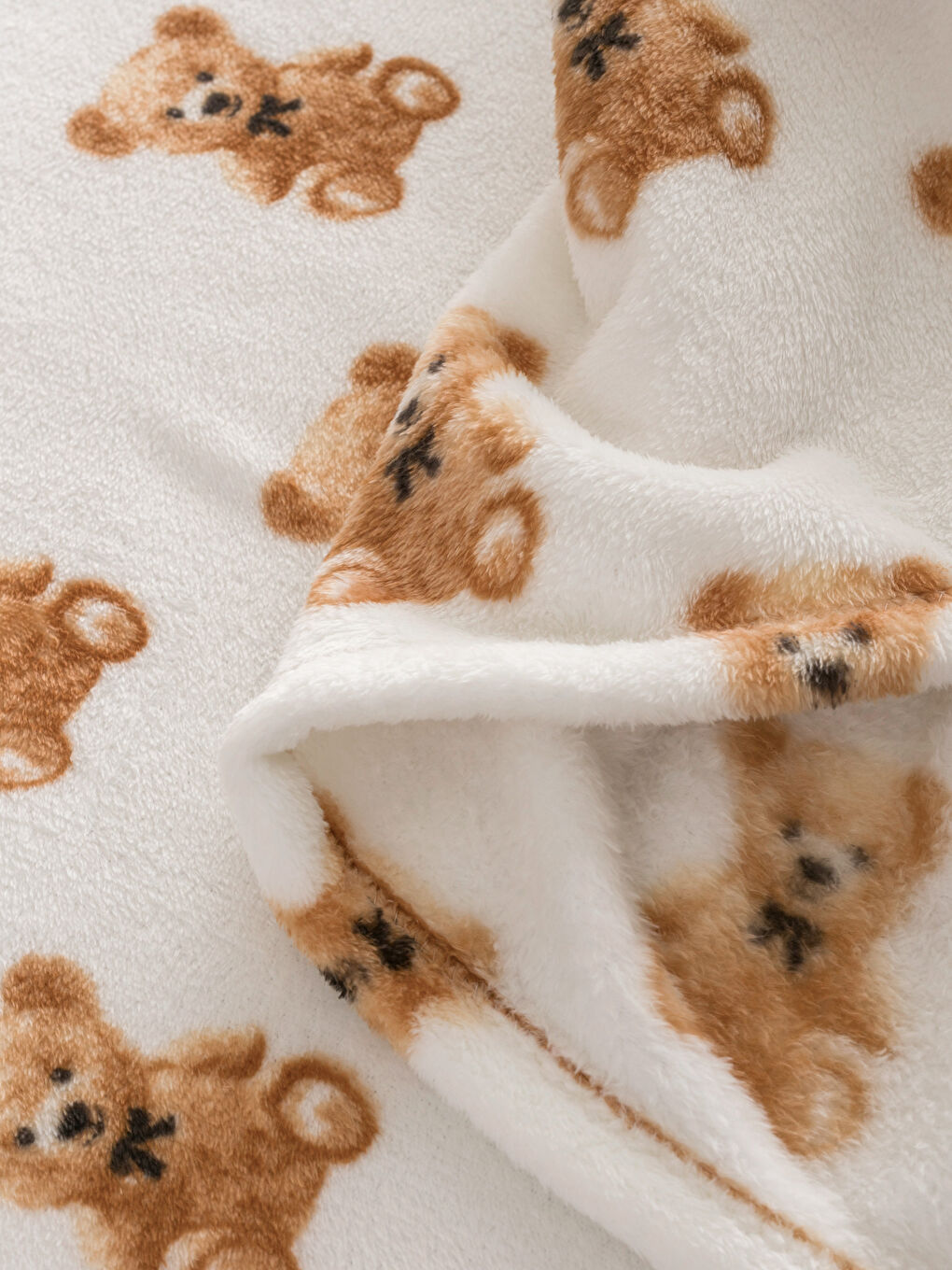 Karışık Ayı Teddy Baskılı Tek Kişilik Battaniye 150x220 cm-3