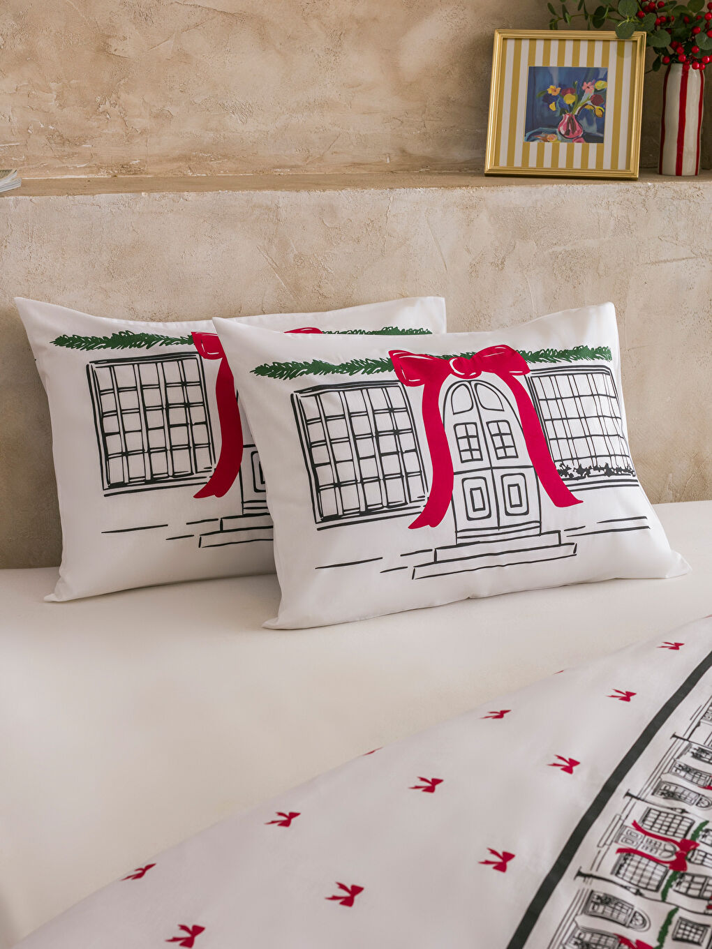 طقم غطاء لحاف مزدوج بطبعة فيونكة-2