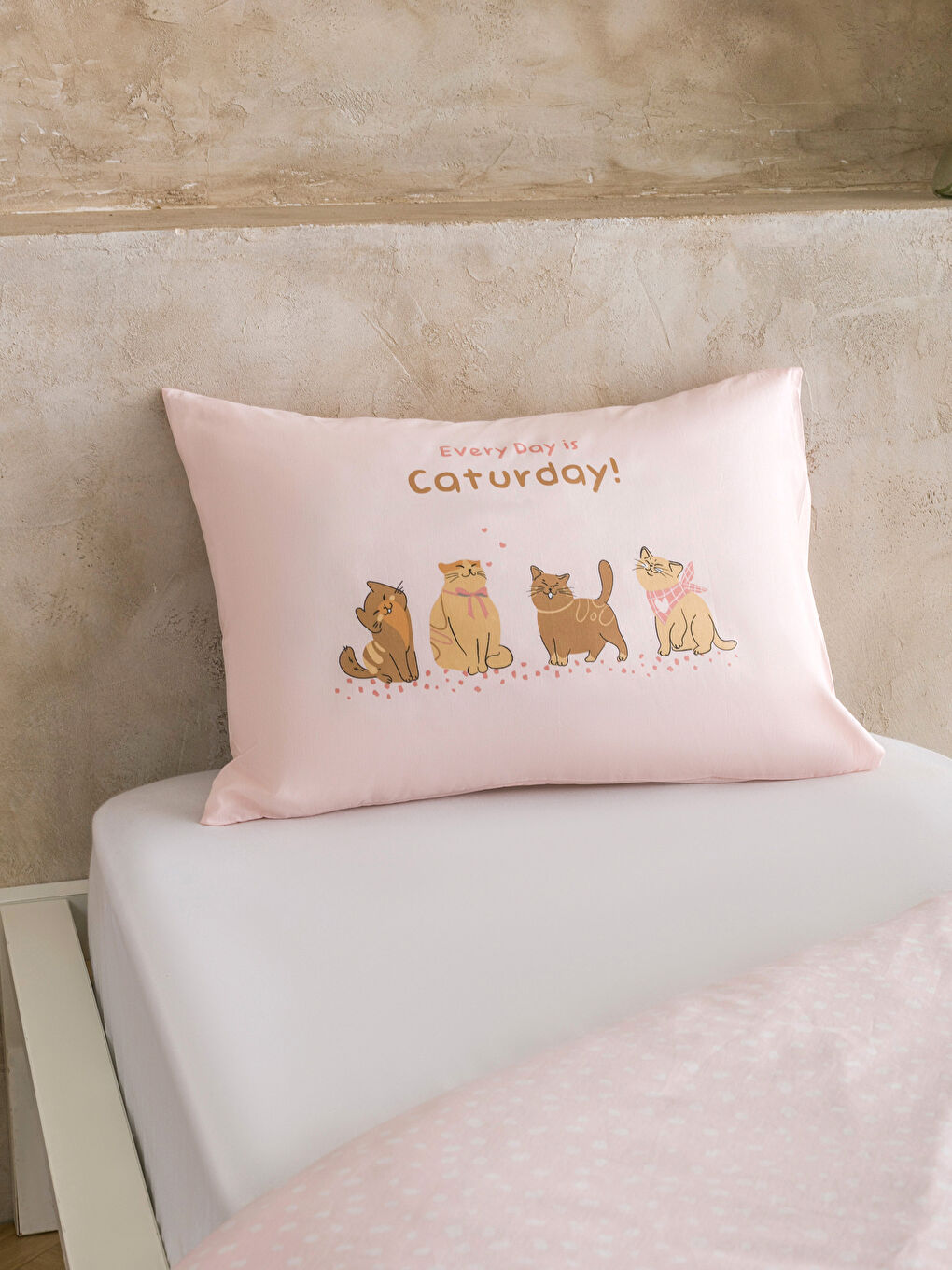 Karışık Kedi Baskılı Pamuklu Tek Kişilik Nevresim Seti-3