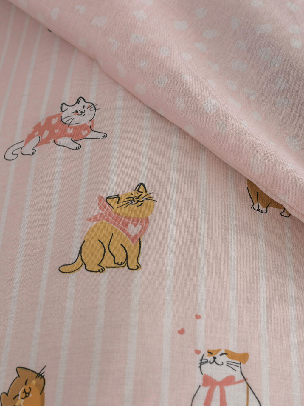 Karışık Kedi Baskılı Pamuklu Tek Kişilik Nevresim Seti-5