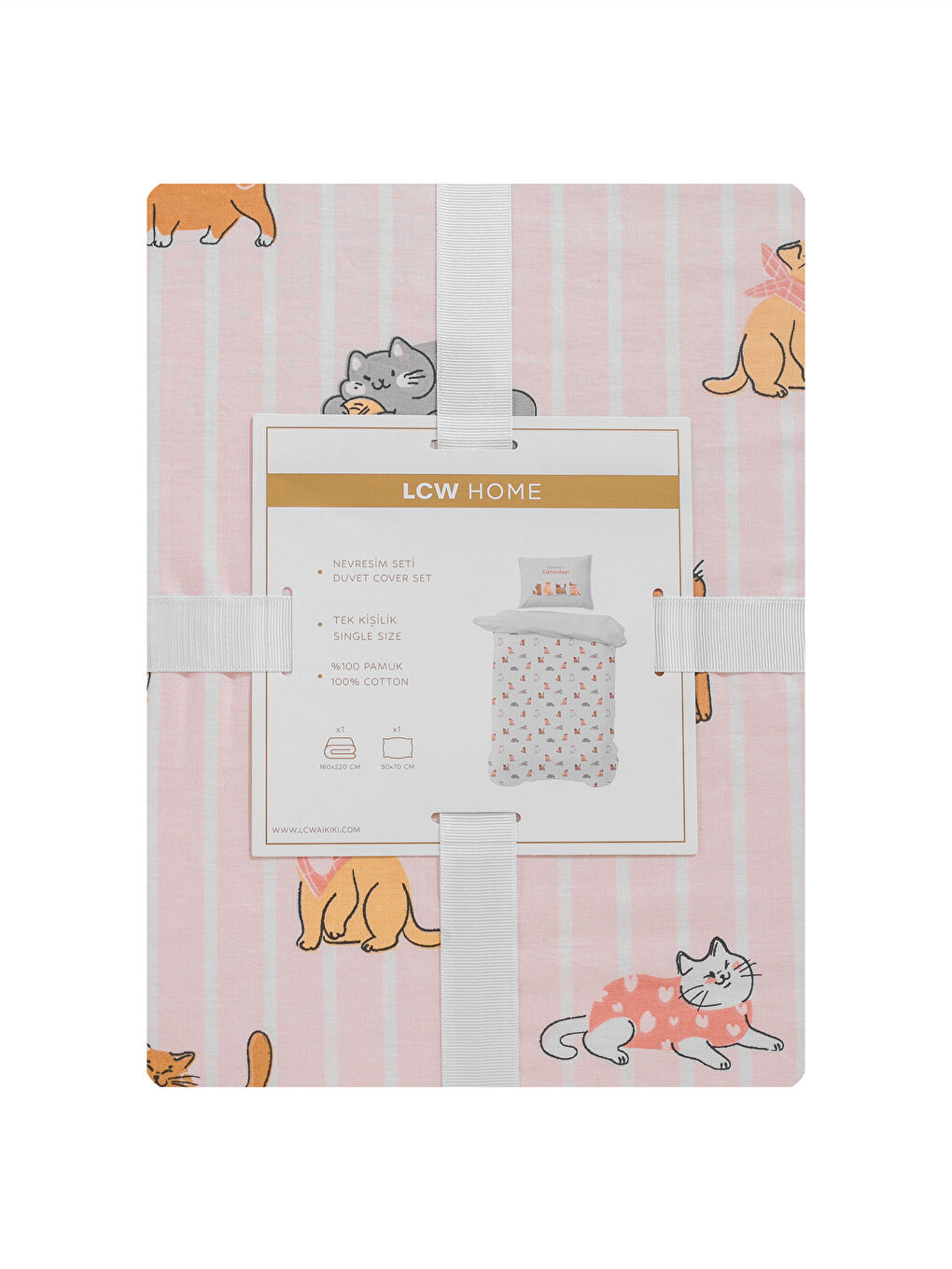 Karışık Kedi Baskılı Pamuklu Tek Kişilik Nevresim Seti-7