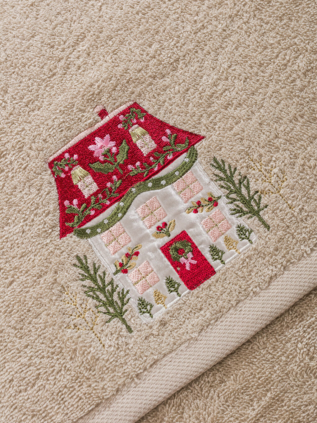 Рождестволық тақырыптағы мақтадан жасалған бетке арналған сүлгі 50x80 см-3