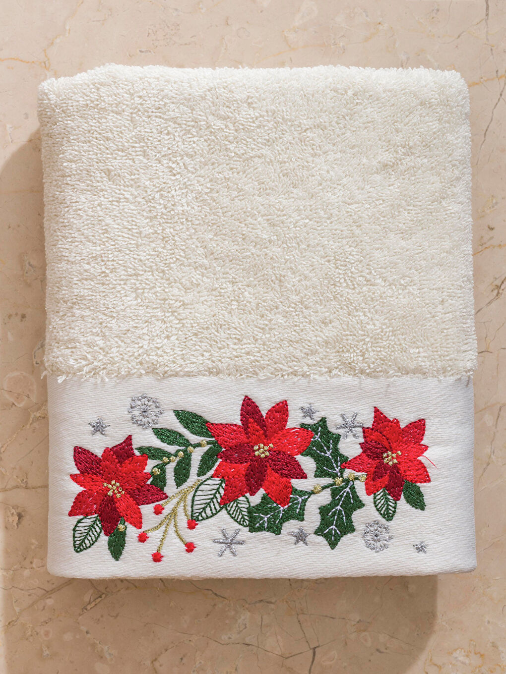 Embroidered Floral Cotton Hand Towel 50x80 cm-2