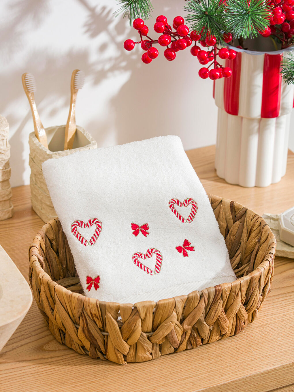 New Year Themed Cotton Face Towel 50x80 cm-1