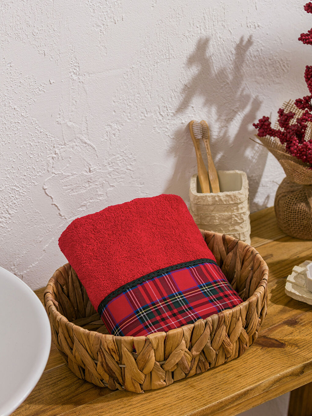 Рождестволық тақырыптағы мақтадан жасалған бетке арналған сүлгі 50x80 см-1