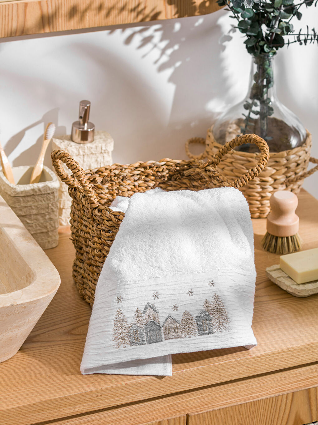 New Year Themed Cotton Face Towel 50x80 cm