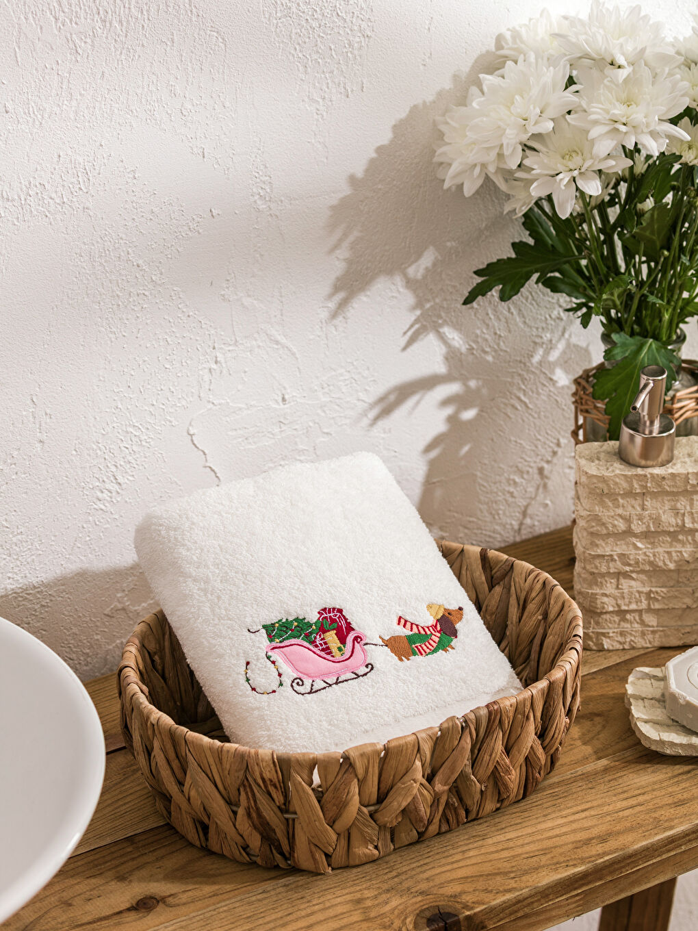 New Year Themed Cotton Face Towel 50x80 cm