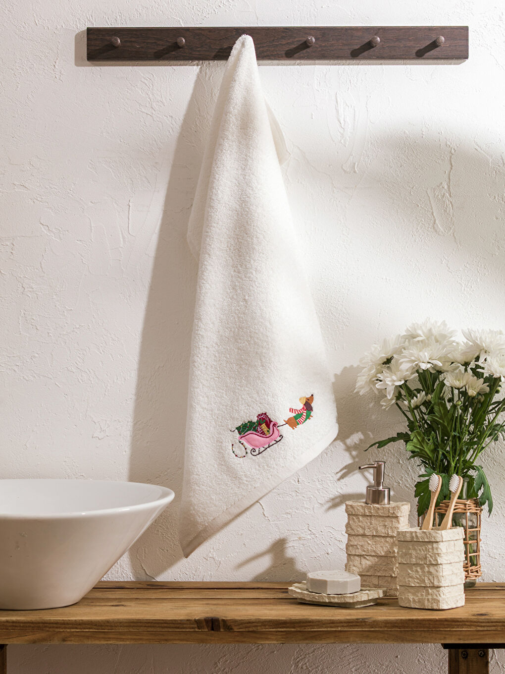 New Year Themed Cotton Face Towel 50x80 cm-1