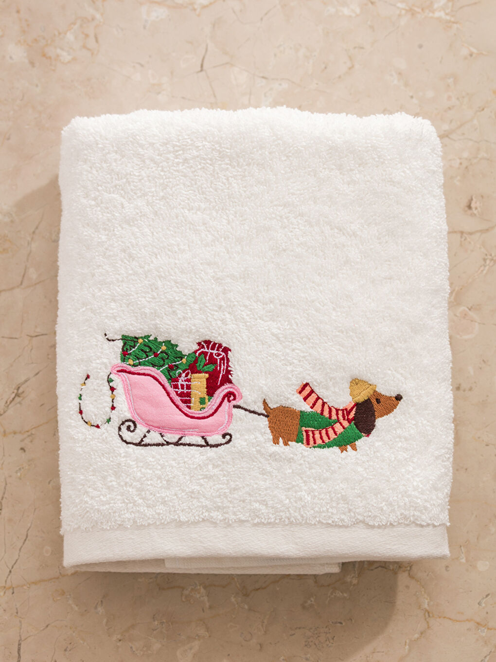 New Year Themed Cotton Face Towel 50x80 cm-2