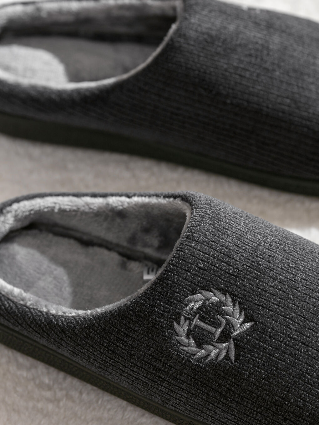 Antrasit İçi Kürklü Erkek Ev Botu Panduf-2