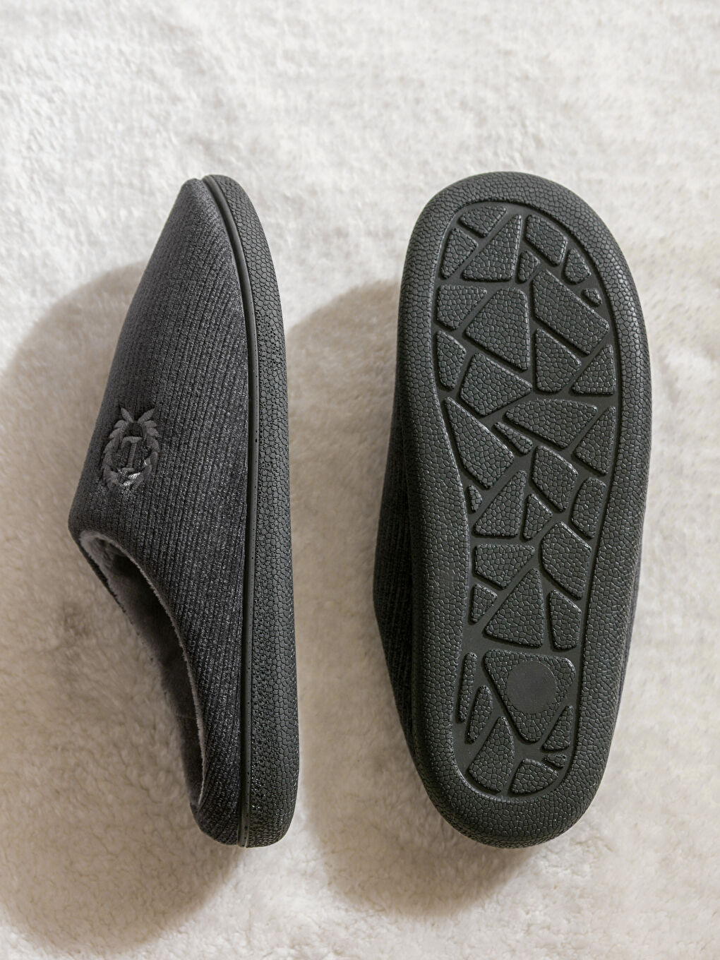 Antrasit İçi Kürklü Erkek Ev Botu Panduf-3