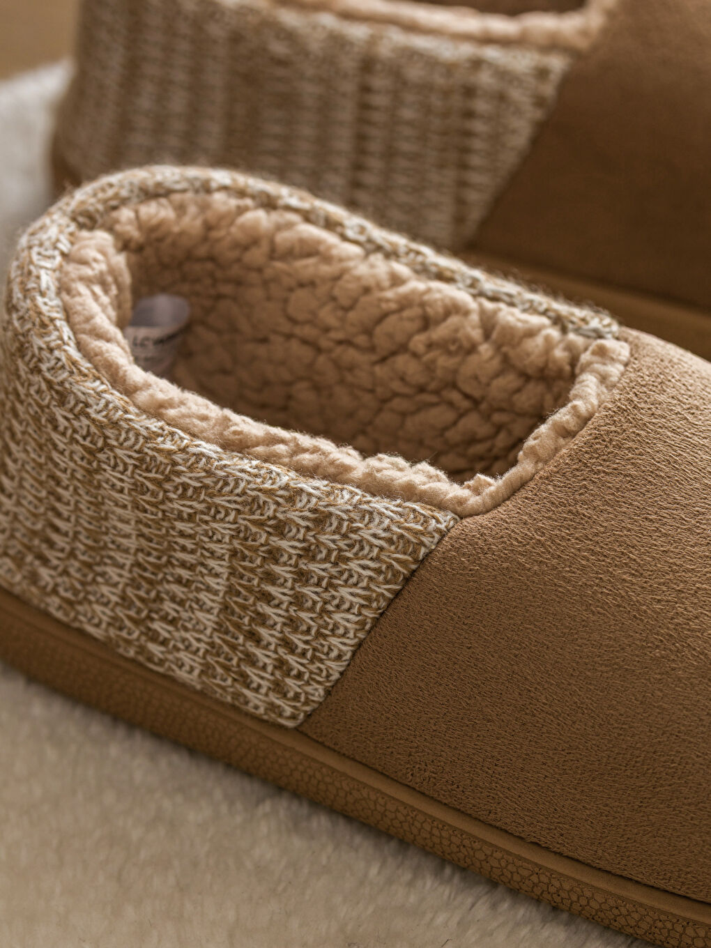 Bej İçi Kürklü Erkek Ev Botu Panduf-2