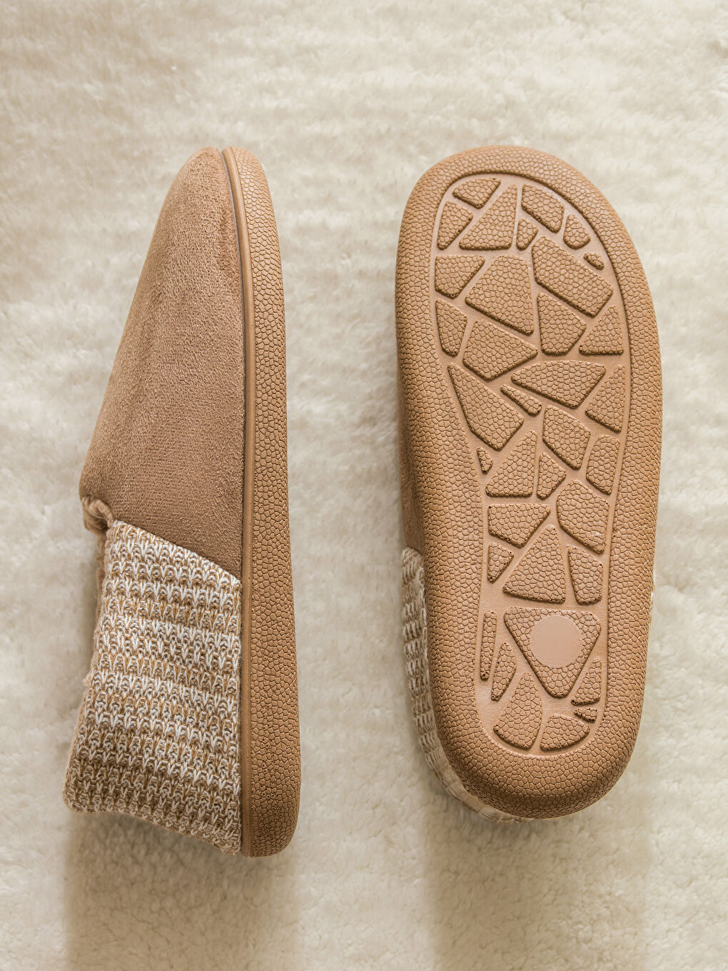 Bej İçi Kürklü Erkek Ev Botu Panduf-3