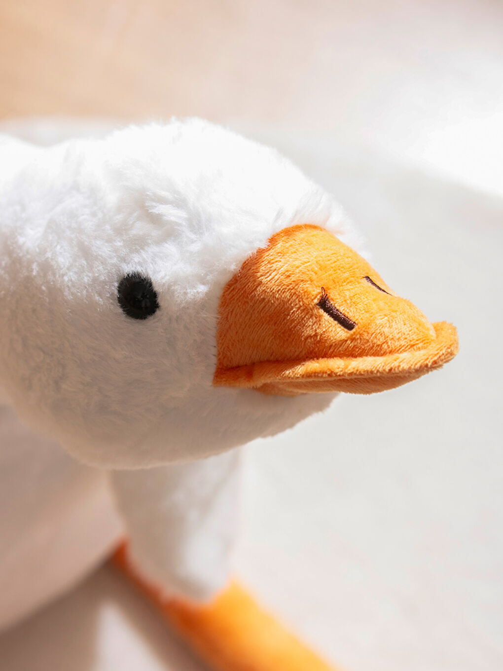 Ekru Kaz Figürlü Pelüş Bebek Kırlent 95 cm-2