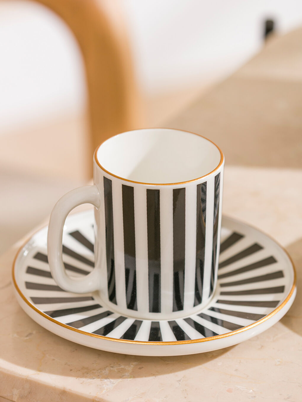 Karışık Çizgi Desenli 2 Kişilik Kahve Fincan Takımı 90 ml-1