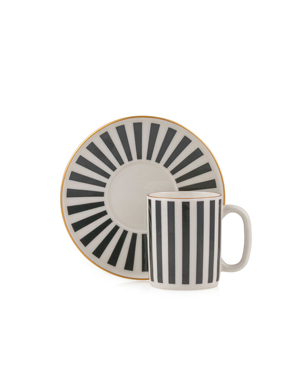 Karışık Çizgi Desenli 2 Kişilik Kahve Fincan Takımı 90 ml-4
