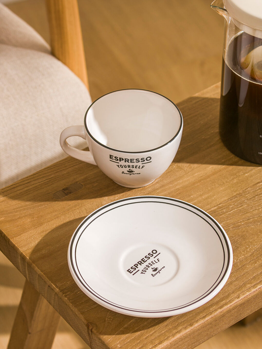 Ekru Baskılı Seramik Espresso Fincanı 215 ml-2