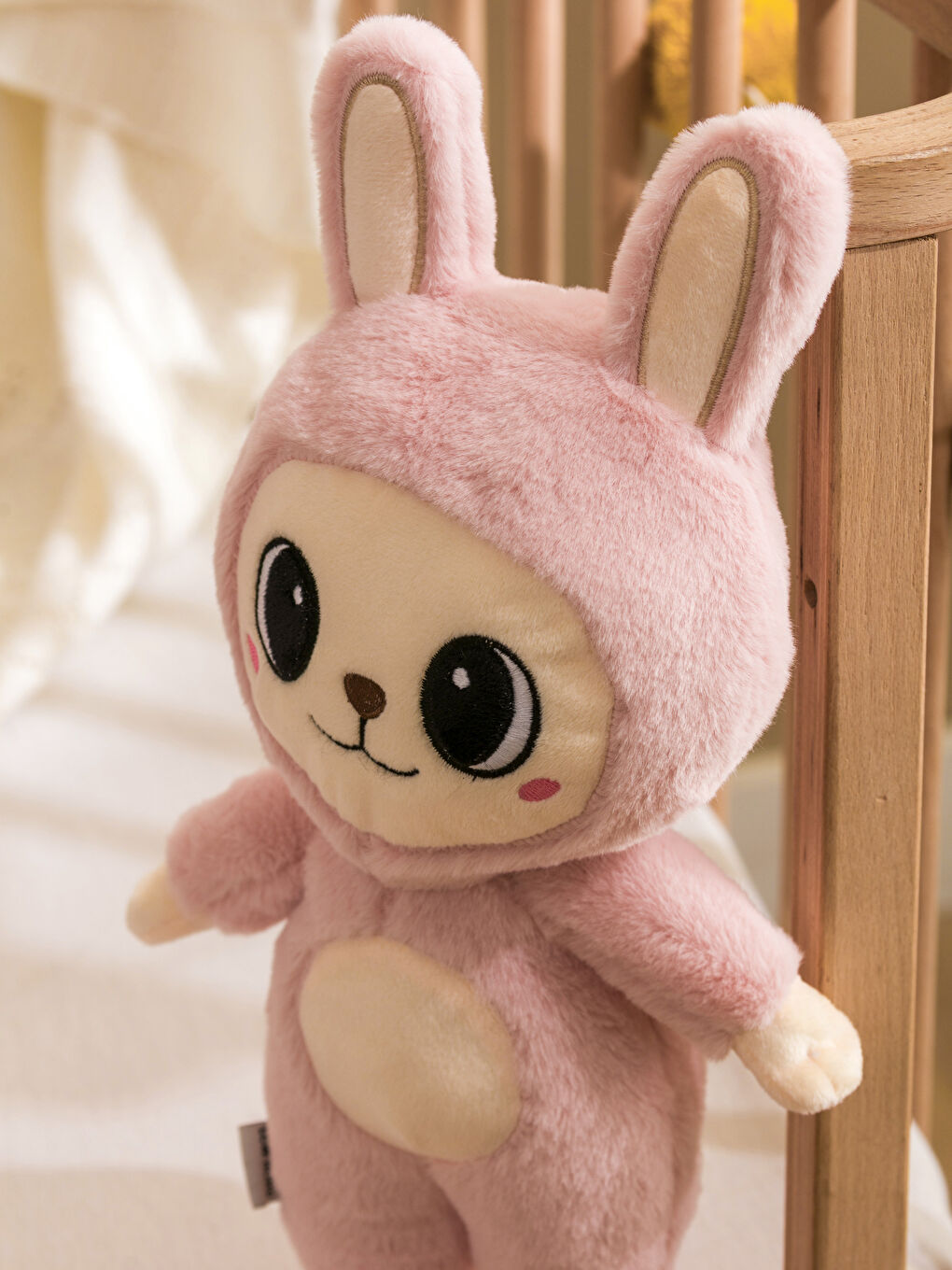 Pembe Tavşan Figürlü Pelüş Bebek Kırlent 41 cm-2