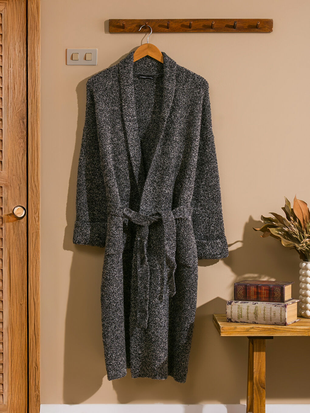 Antrasit Şal Yaka Kadın Triko Hırka-4