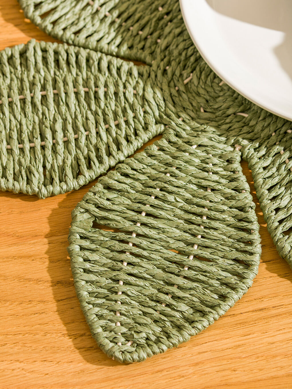 Haki Çiçek Desenli Hasır Supla 37 cm-2